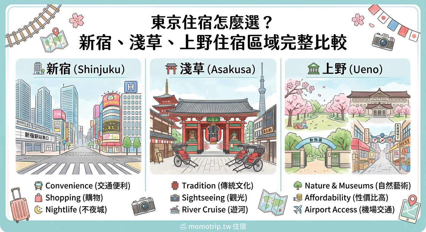 東京住宿怎麼選？新宿、淺草、上野住宿區域完整比較 — image 1