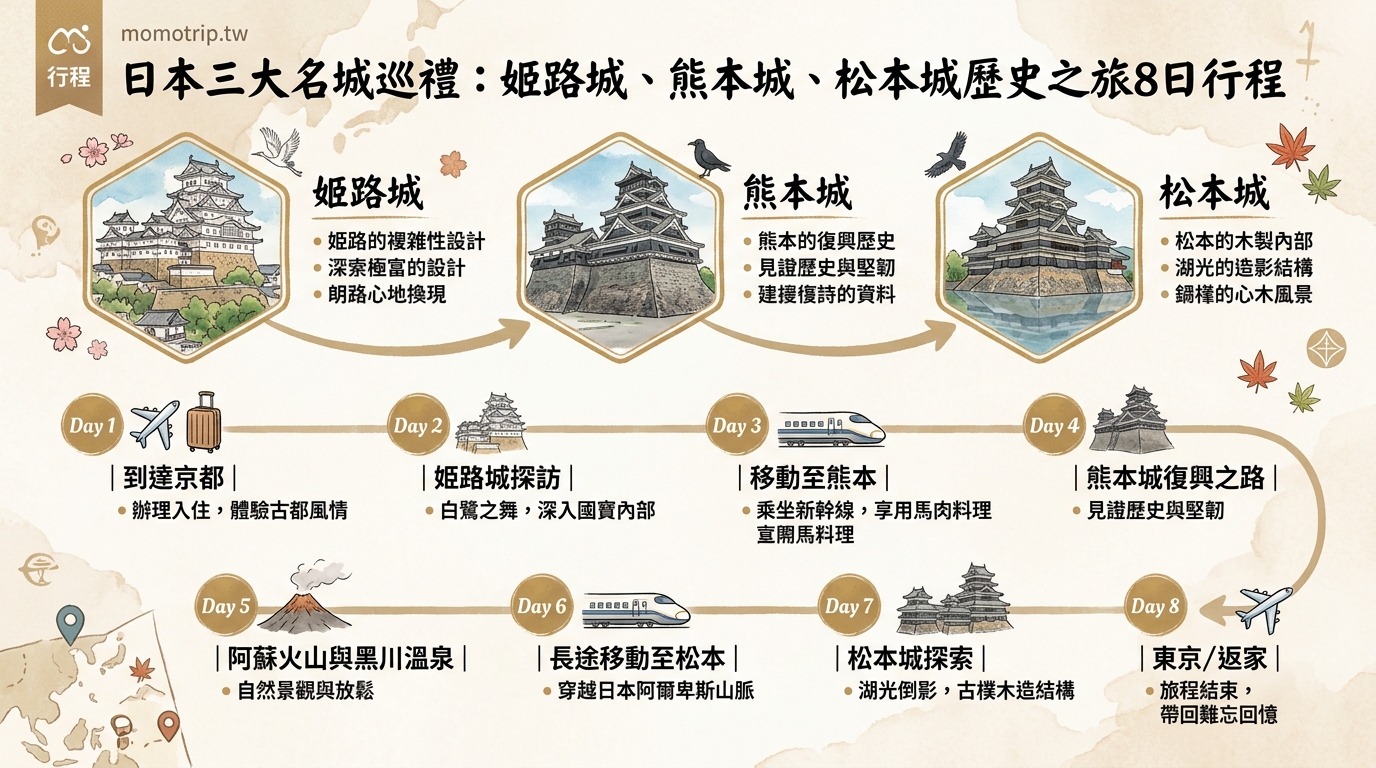 日本三大名城巡禮:姬路城、熊本城、松本城歷史之旅8日行程 — image 2
