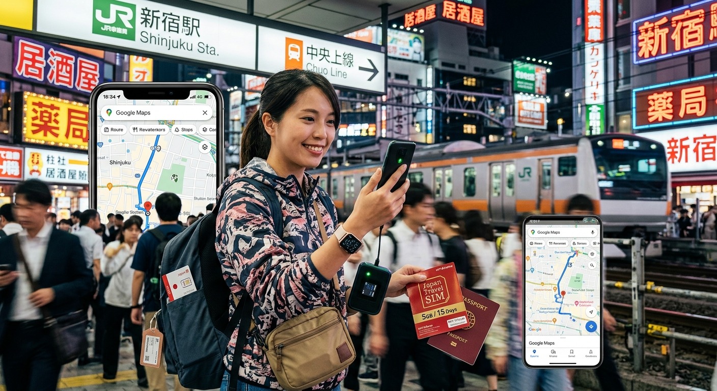 第一次去日本自由行的上網準備指南，從東京大阪跨城市行程、導航翻譯流量估算到手機相容性確認與抵達機場後的設定檢查清單